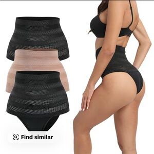 High-Waisted Black and Tan Shapewear Briefs
